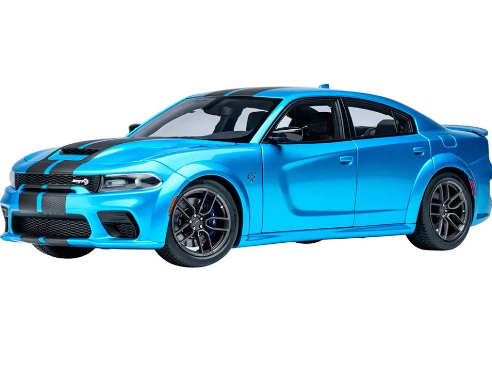 Dodge Charger SRT Hellcat Redeye B5 Blue Metallic with Carbon Stripes 1/18 Model Car by Autoart