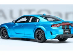 Dodge Charger SRT Hellcat Redeye B5 Blue Metallic with Carbon Stripes 1/18 Model Car by Autoart