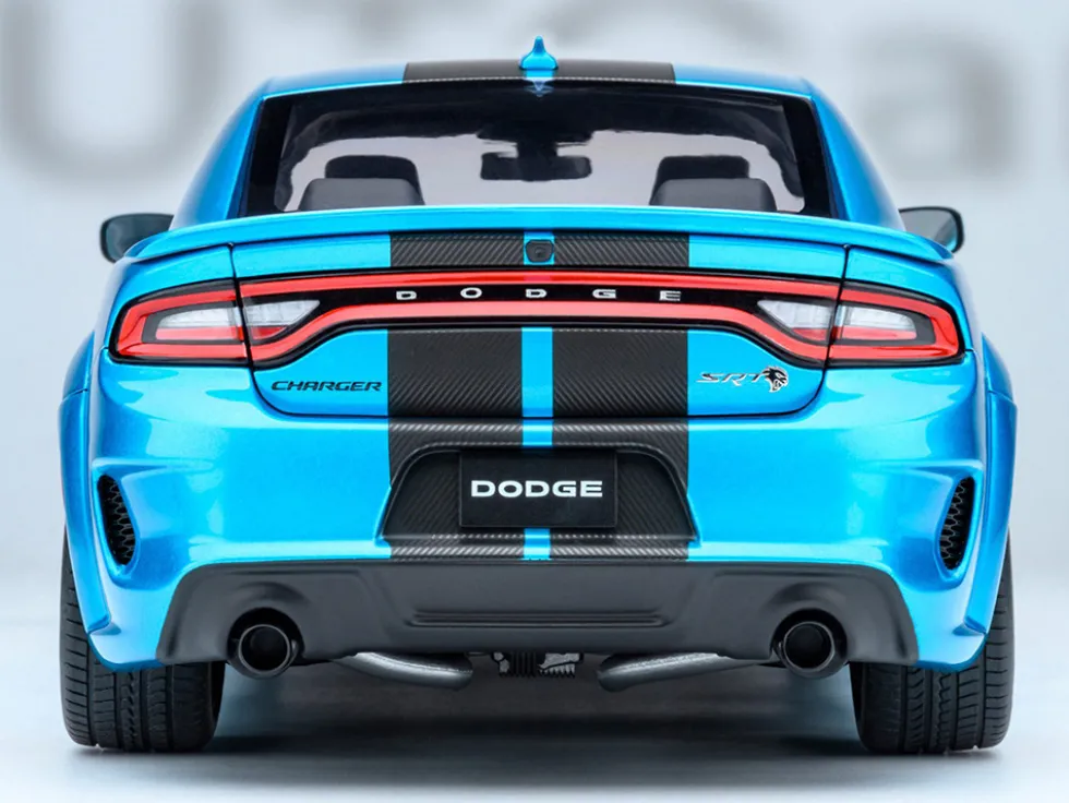 Dodge Charger SRT Hellcat Redeye B5 Blue Metallic with Carbon Stripes 1/18 Model Car by Autoart