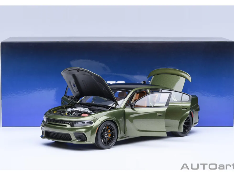 Dodge Charger SRT Hellcat Redeye F8 Green Metallic with Matt Black Top 1/18 Model Car by Autoart