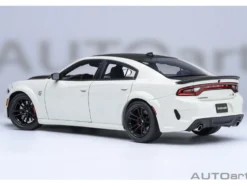 Dodge Charger SRT Hellcat Redeye Knuckle White with Matt Black Hood and Top 1/18 Model Car by Autoart