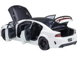 Dodge Charger SRT Hellcat Redeye Knuckle White with Matt Black Hood and Top 1/18 Model Car by Autoart