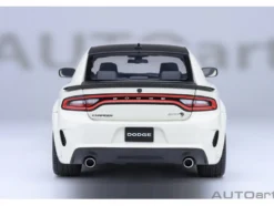 Dodge Charger SRT Hellcat Redeye Knuckle White with Matt Black Hood and Top 1/18 Model Car by Autoart