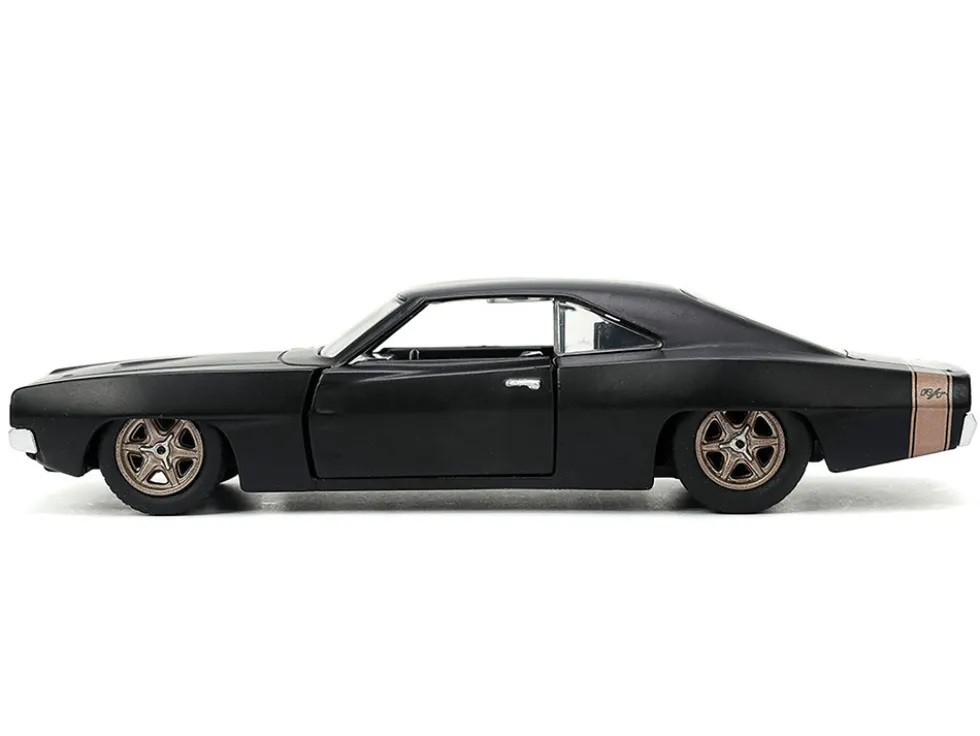 1968 Dodge Charger Widebody Matt Black with Bronze Tail Stripe "F9" (2021) Movie "Fast & Furious" Series 1/32 Diecast Model Car by Jada