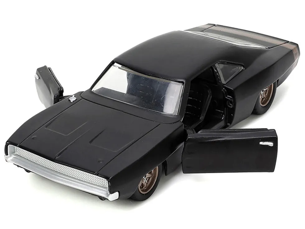 1968 Dodge Charger Widebody Matt Black with Bronze Tail Stripe "F9" (2021) Movie "Fast & Furious" Series 1/32 Diecast Model Car by Jada