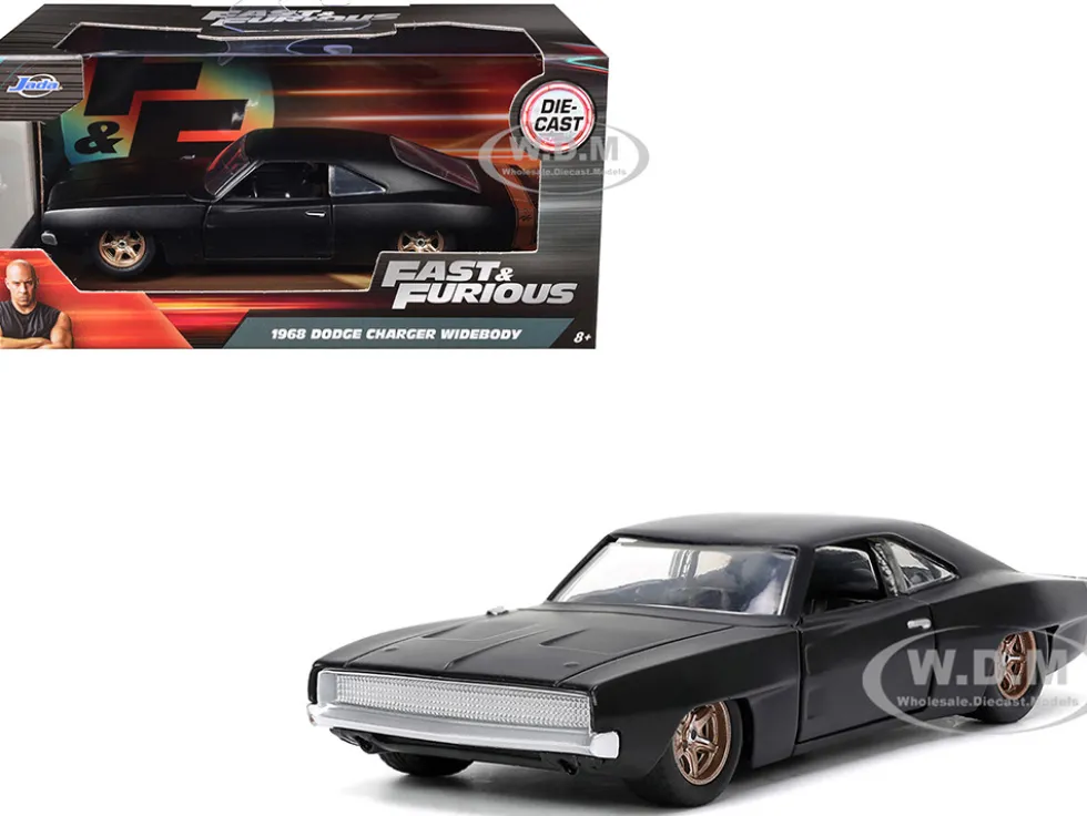 1968 Dodge Charger Widebody Matt Black with Bronze Tail Stripe "F9" (2021) Movie "Fast & Furious" Series 1/32 Diecast Model Car by Jada