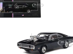 1970 Dodge Charger with Blown Engine Black 1/43 Diecast Model by IXO Models