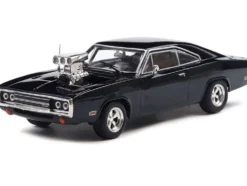 1970 Dodge Charger with Blown Engine Black 1/43 Diecast Model by IXO Models