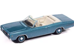 1968 Dodge Coronet 500 Convertible Pale Blue Metallic with White Interior "Vintage Muscle" Series 1/64 Diecast Model Car by Auto World