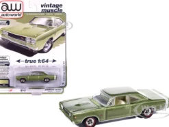 1968 Dodge Coronet R/T Medium Green Metallic with White Interior "Vintage Muscle" Series 1/64 Diecast Model Car by Auto World
