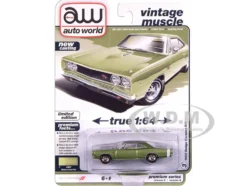 1968 Dodge Coronet R/T Medium Green Metallic with White Interior "Vintage Muscle" Series 1/64 Diecast Model Car by Auto World