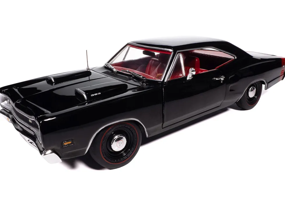 1969 Dodge Coronet Super Bee "Muscle Car & Corvette Nationals" (MCACN) Black with Red Interior "American Muscle" Series 1/18 Diecast Model Car by Auto World