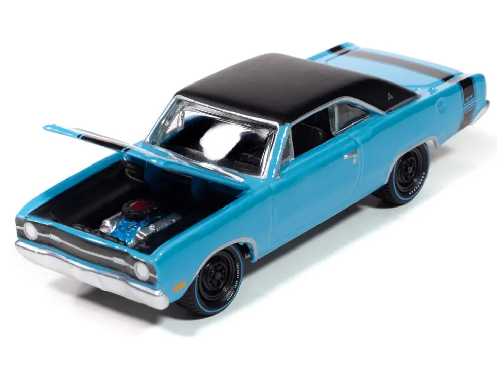 1969 Dodge Dart GTS 340 Blue with Black Top and Stripes "Goodyear Blue Streak" "Pop Culture" 2025 Release 1 1/64 Diecast Model Car by Johnny Lightning