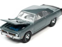 1971 Dodge Dart Swinger 340 Special Light Gunmetal Gray Metallic Black Tail Stripe Vintage Muscle Limited Edition 1/64 Diecast Model Car Auto World 64362-AWSP105A