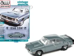 1971 Dodge Dart Swinger 340 Special Light Gunmetal Gray Metallic Black Tail Stripe Vintage Muscle Limited Edition 1/64 Diecast Model Car Auto World 64362-AWSP105A