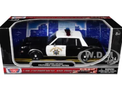 1986 Dodge Diplomat Police Car "California Highway Patrol" Black and White "Law Enforcement and Public Service" Series 1/24 Diecast Model Car by Motormax