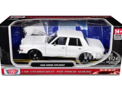 1986 Dodge Diplomat Police Car Unmarked White "Custom Builder's Kit" Series 1/24 Diecast Model Car by Motormax