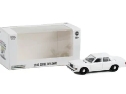 1980-1989 Dodge Diplomat Police Unmarked White Hot Pursuit Hobby Exclusive Series 1/64 Diecast Model Car Greenlight 43006