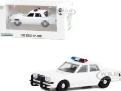 1980 1989 Dodge Diplomat Police Unmarked White with Light Bar Hot Pursuit Hobby Exclusive Series 1/64 Diecast Model Car Greenlight GL43006L