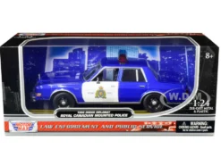1986 Dodge Diplomat Royal Canadian Mounted Police Metallic Blue White 1/24 Diecast Model Car Motormax 76484