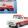 1957 Dodge D100 Sweptside Pickup Truck Tropical Coral Glacier White 1/87 HO Scale Diecast Model Car Oxford Diecast 87DP57001