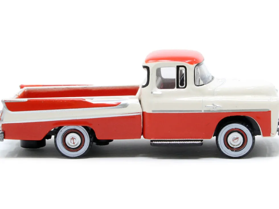 1957 Dodge D100 Sweptside Pickup Truck Tropical Coral Glacier White 1/87 HO Scale Diecast Model Car Oxford Diecast 87DP57001