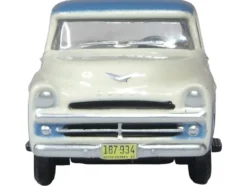 1957 Dodge D100 Sweptside Pickup Truck Ice Blue and Glacier White 1/87 (HO) Scale Diecast Model Car by Oxford Diecast