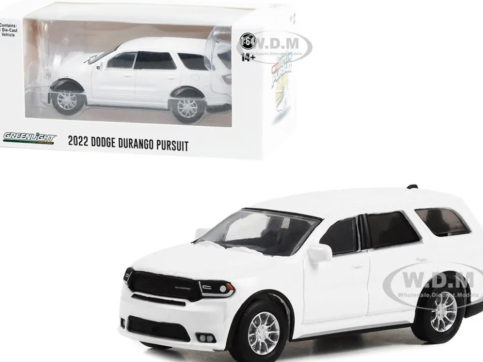 2022 Dodge Durango Pursuit Police Car White Hot Pursuit Hobby Exclusive Series 1/64 Diecast Model Car Greenlight GL43003L
