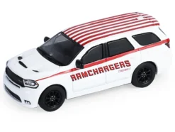 2018 Dodge Durango White with Red Stripes and 2021 Dodge Challenger SRT White with Red Stripes 