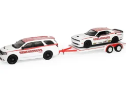 2018 Dodge Durango White with Red Stripes and 2021 Dodge Challenger SRT White with Red Stripes 