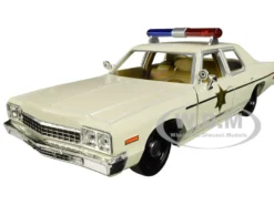 1975 Dodge Monaco Cream Hazzard County Sheriff 1/24 Diecast Model Car Greenlight 84094