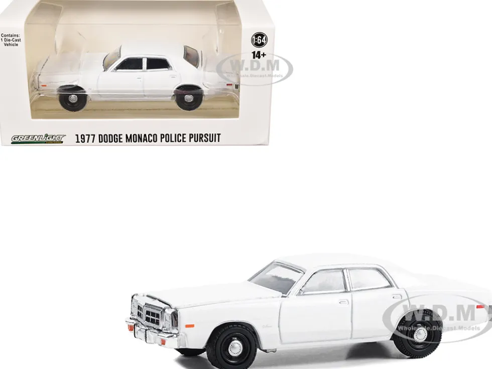 1977-78 Dodge Monaco Police Pursuit White "Hot Pursuit - Hobby Exclusive" Series 1/64 Diecast Model Car by Greenlight