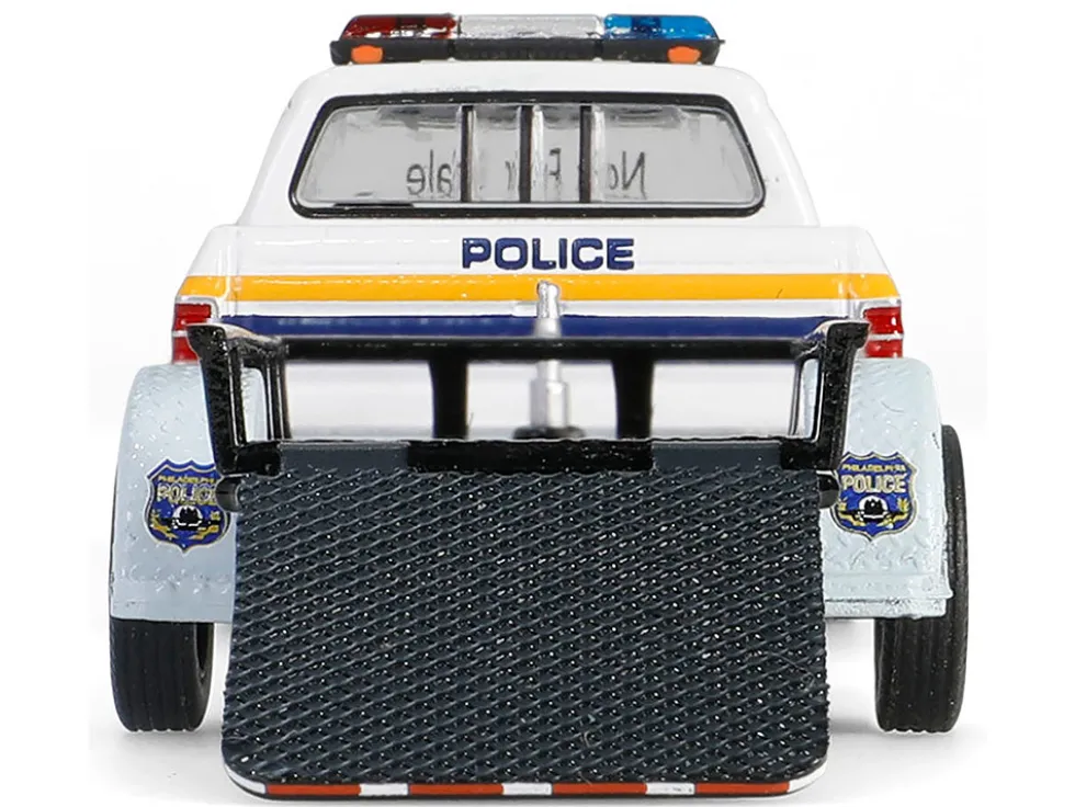 1990 Dodge Ram D250 Pickup Truck "Philadelphia, PA Police Department" White with Stripes and Utility Trailer "Hot Pursuit Hitch & Tow" Series 1 1/64 Diecast Model Cars by Greenlight
