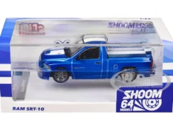 2003 Dodge Ram SRT-10 Pickup Truck Electric Blue Metallic with White Stripes 1/64 Diecast Model Car by Shoom64 Models