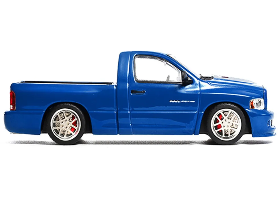 2003 Dodge Ram SRT-10 Pickup Truck Electric Blue Metallic with White Stripes 1/64 Diecast Model Car by Shoom64 Models