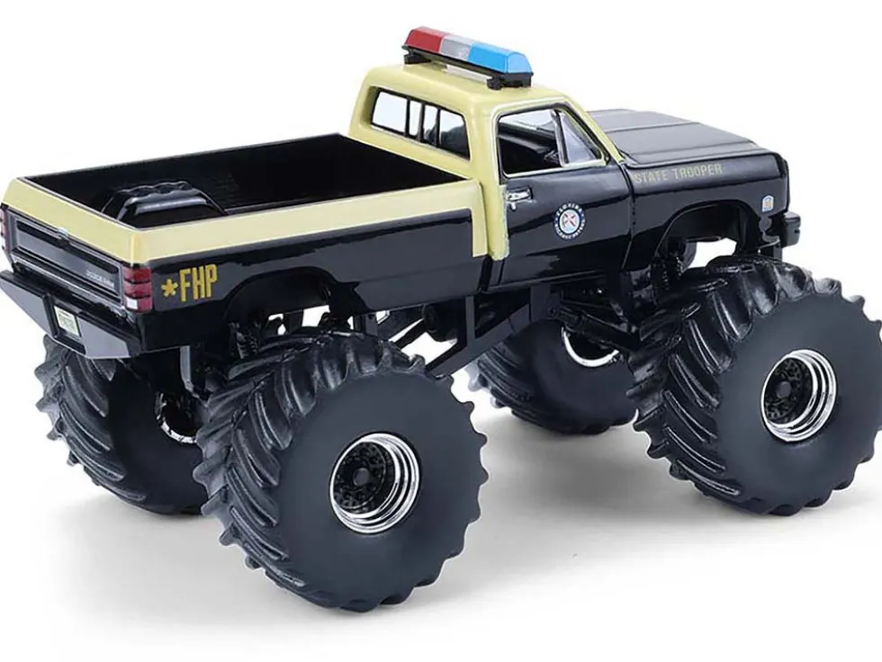 1983 Dodge Ram W350 Monster Truck "Florida Highway Patrol" Black with Cream Top and Stripes "Kings of Crunch - Hot Pursuit" Special Edition 1/64 Diecast Model Car by Greenlight
