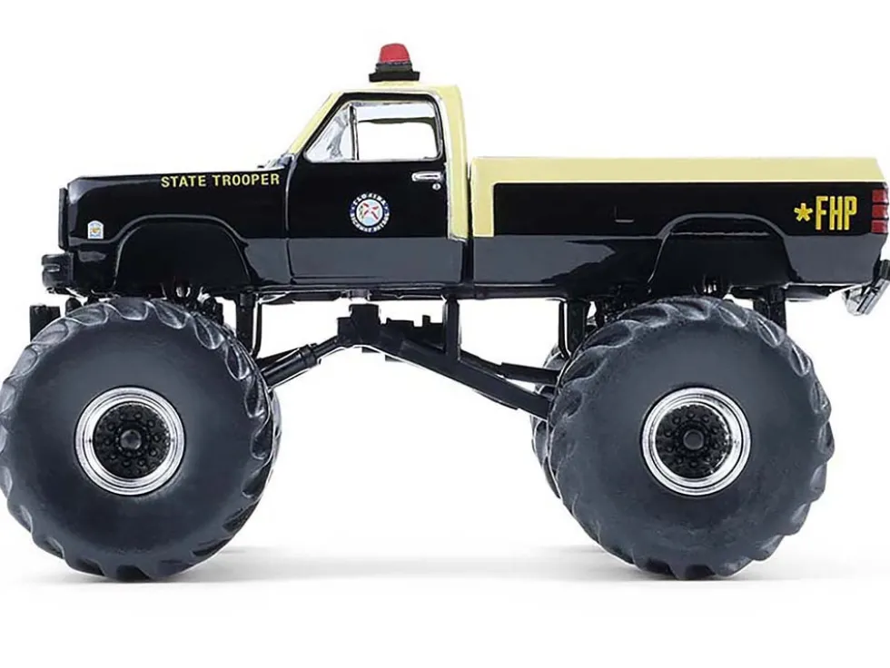 1983 Dodge Ram W350 Monster Truck "Florida Highway Patrol" Black with Cream Top and Stripes "Kings of Crunch - Hot Pursuit" Special Edition 1/64 Diecast Model Car by Greenlight