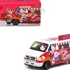 Dodge Van "Hello Kitty Food Truck" White and Red with Graphics "Global64" Series 1/64 Diecast Model by Tarmac Works