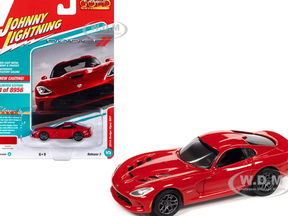 2014 Dodge Viper SRT Adrenaline Red Classic Gold Collection Series Limited Edition to 8956 pieces Worldwide 1/64 Diecast Model Car Johnny Lightning JLCG030-JLSP282A