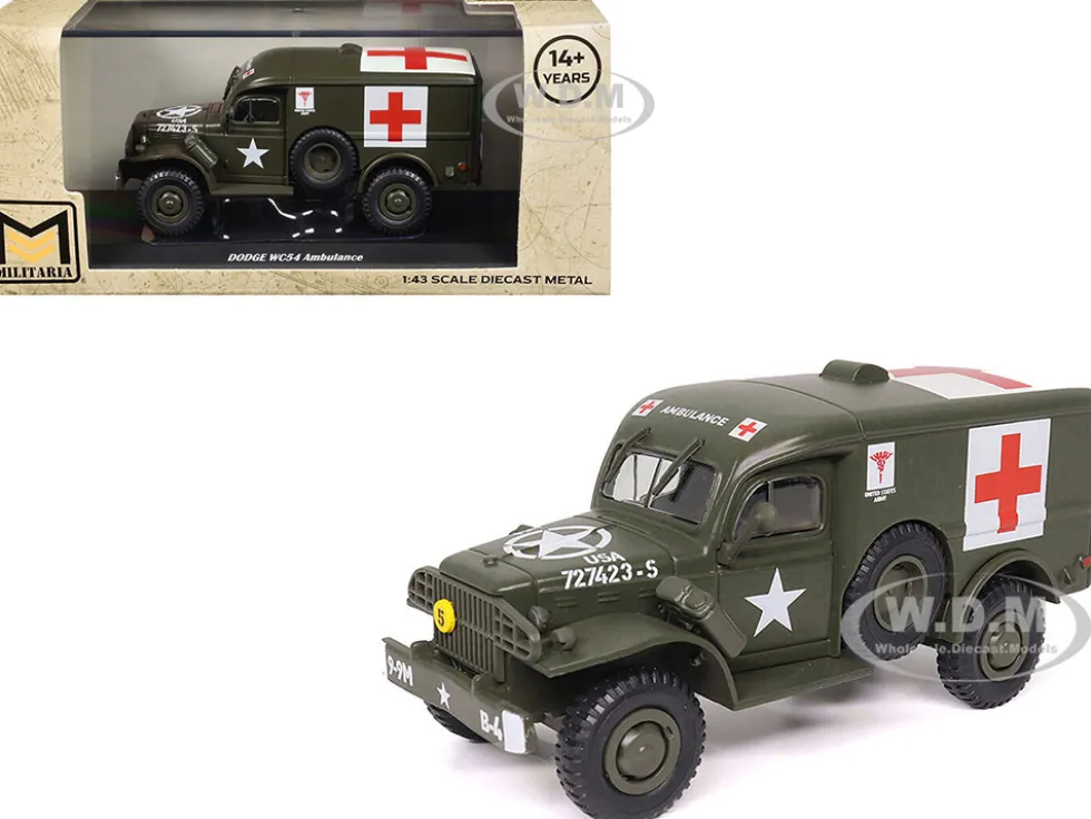 Dodge WC54 Ambulance Olive Drab "United States Army" 1/43 Diecast Model by Militaria Die Cast