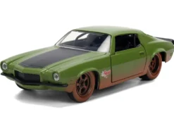Dom's 1973 Chevrolet Camaro "F-Bomb" Matt Green (Dirty Version) with Black Hood Stripe "Fast & Furious" (2009) Movie "Fast & Furious 25 Years" Series 1/32 Diecast Model Car by Jada