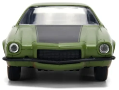 Dom's 1973 Chevrolet Camaro "F-Bomb" Matt Green (Dirty Version) with Black Hood Stripe "Fast & Furious" (2009) Movie "Fast & Furious 25 Years" Series 1/32 Diecast Model Car by Jada