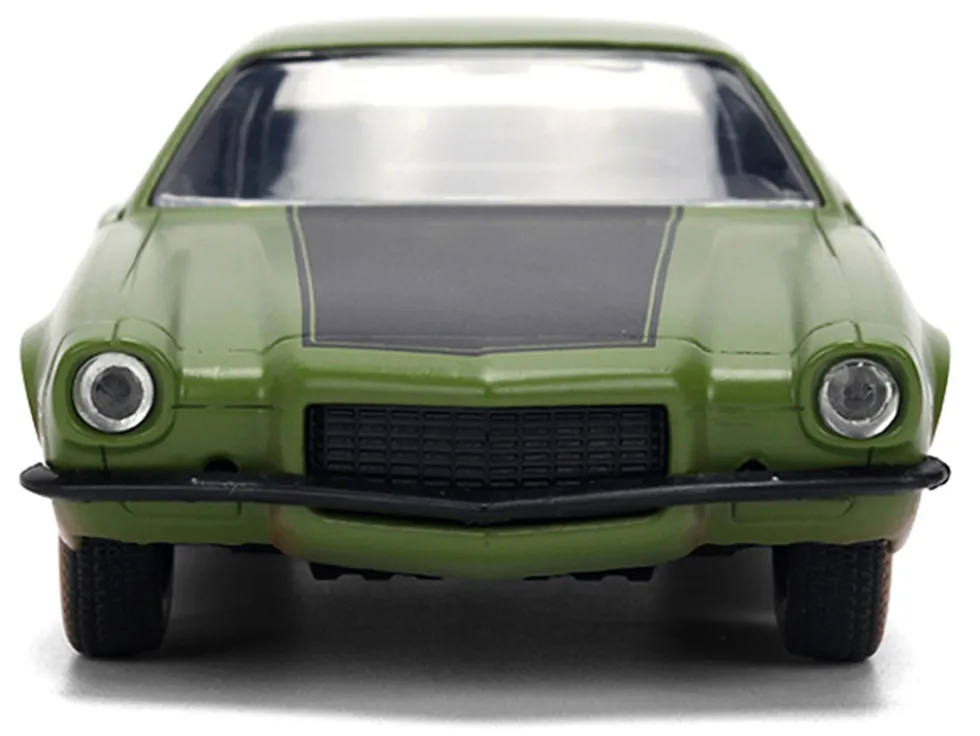 Dom's 1973 Chevrolet Camaro "F-Bomb" Matt Green (Dirty Version) with Black Hood Stripe "Fast & Furious" (2009) Movie "Fast & Furious 25 Years" Series 1/32 Diecast Model Car by Jada