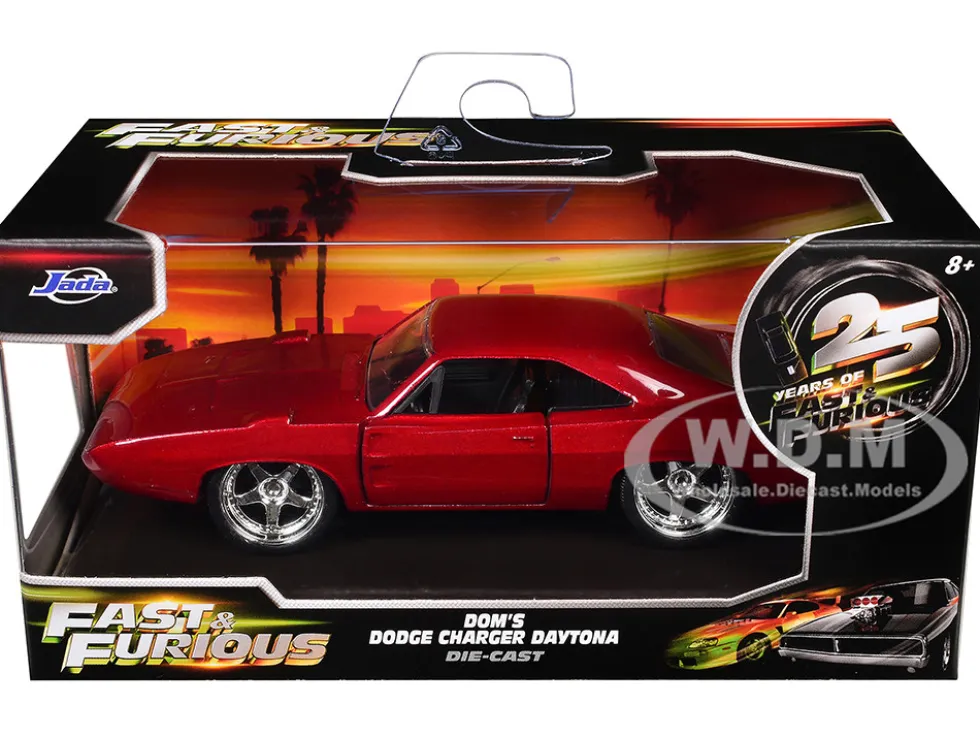 Dom's Dodge Charger Daytona Red Metallic "Fast & Furious 6" (2013) Movie "25 Years of Fast & Furious" Series 1/32 Diecast Model Car by Jada