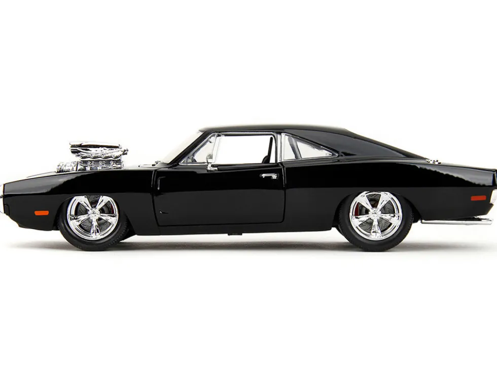 Dom's 1970 Dodge Charger R/T Black and Brian's Toyota Supra Orange with Graphics Set of 2 Cars "Fast & Furious 25th Anniversary" "Fast & Furious" Series 1/24 Diecast Model Cars by Jada