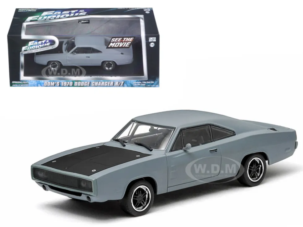 Dom's 1970 Dodge Charger R/T Primered Grey "Fast and Furious" Movie (2009) 1/43 Diecast Car Model Greenlight 86217