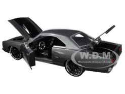 Dom's Plymouth Road Runner Metallic Gray Black Hood Stripe Fast & Furious Movie 1/24 Diecast Model Car Jada 30745