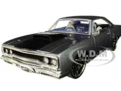 Dom's Plymouth Road Runner Metallic Gray Black Hood Stripe Fast & Furious Movie 1/24 Diecast Model Car Jada 30745