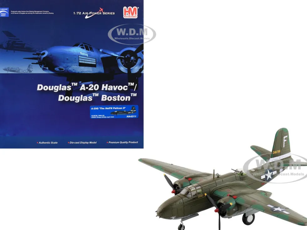 Douglas A-20G Havoc Aircraft "42-86786, Hell'N Pelican II, 388th Bomb Squadron, Gusap Airfield" (1944) United States Army Air Forces "Air Power Series" 1/72 Diecast Model by Hobby Master