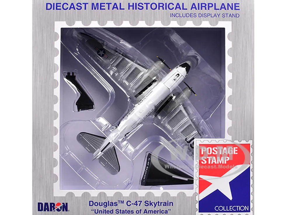 Douglas C-47 Skytrain Transport Aircraft "United States of America" United States Air Force 1/144 Diecast Model Airplane by Postage Stamp